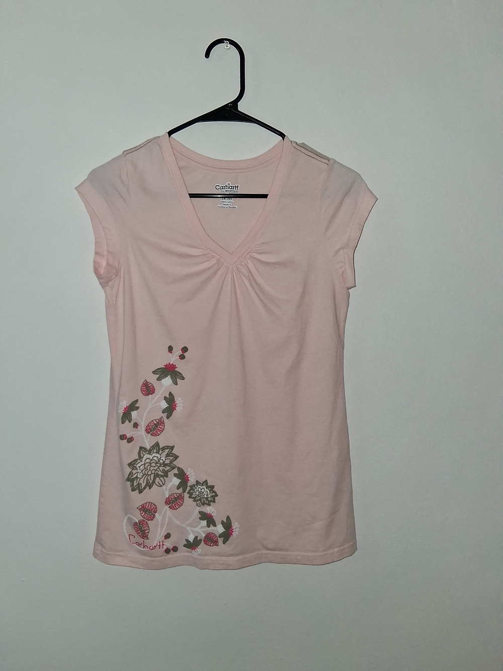 Carhartt Light Pink Floral V-Neck Short Sleeve Tee
